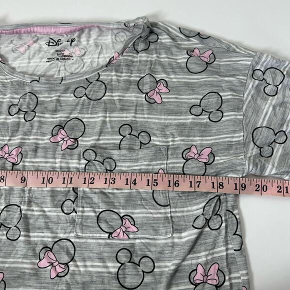 Disney Gray Minnie Mouse Striped Short Pajama Set with Pockets Size Small - Picture 11 of 13